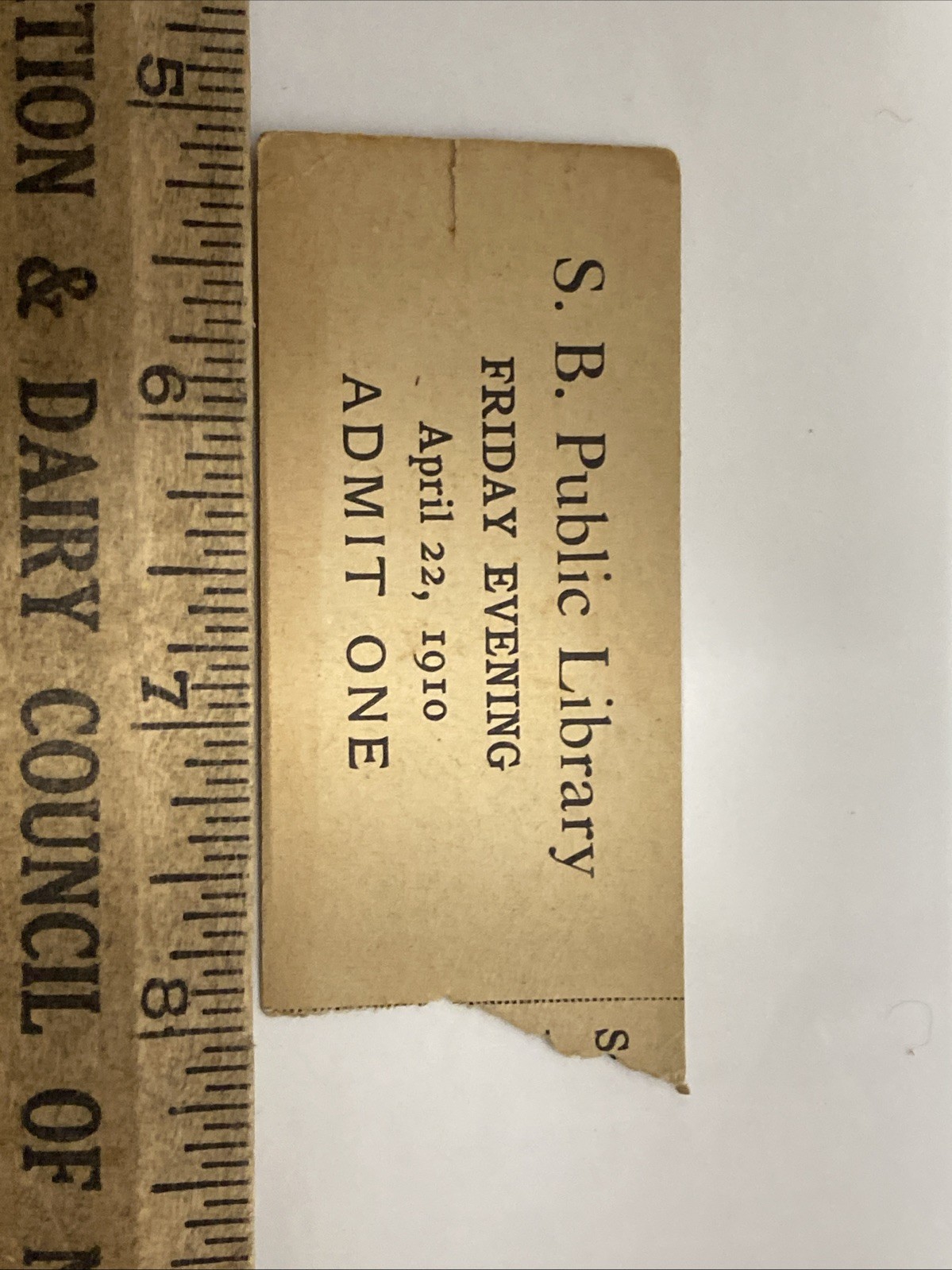 Rare April 22 1910 South Butler Ny Public Library Ticket Rare April 22 1910 South Butler Ny Public Library Ticket