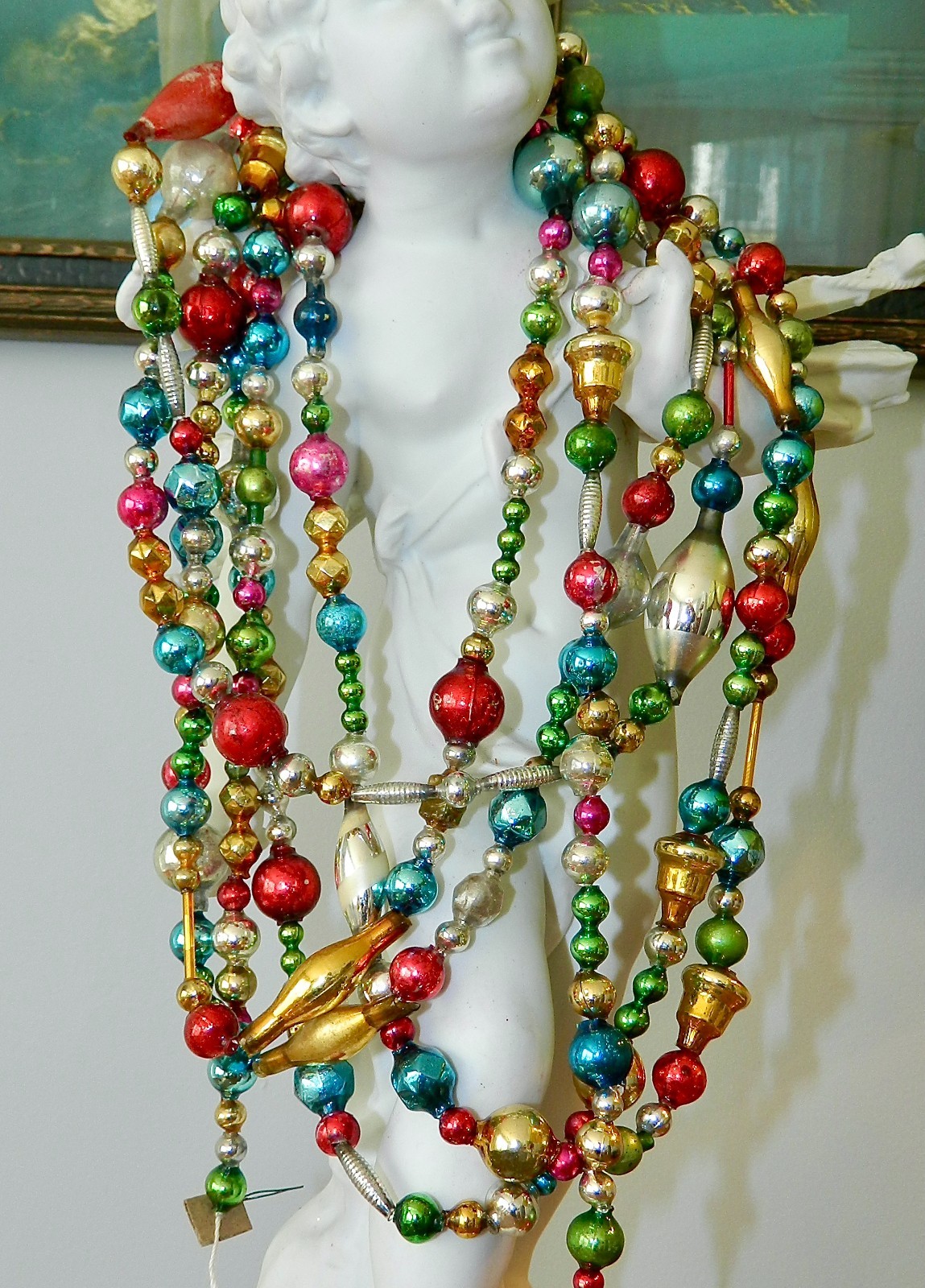 11 & 1/2 FT. 100% ANTIQUE Vintage MERCURY Glass Bead Christmas Garland Big Beads 11 & 1/2 FT. 100% ANTIQUE Vintage MERCURY Glass Bead Christmas Garland Big Beads