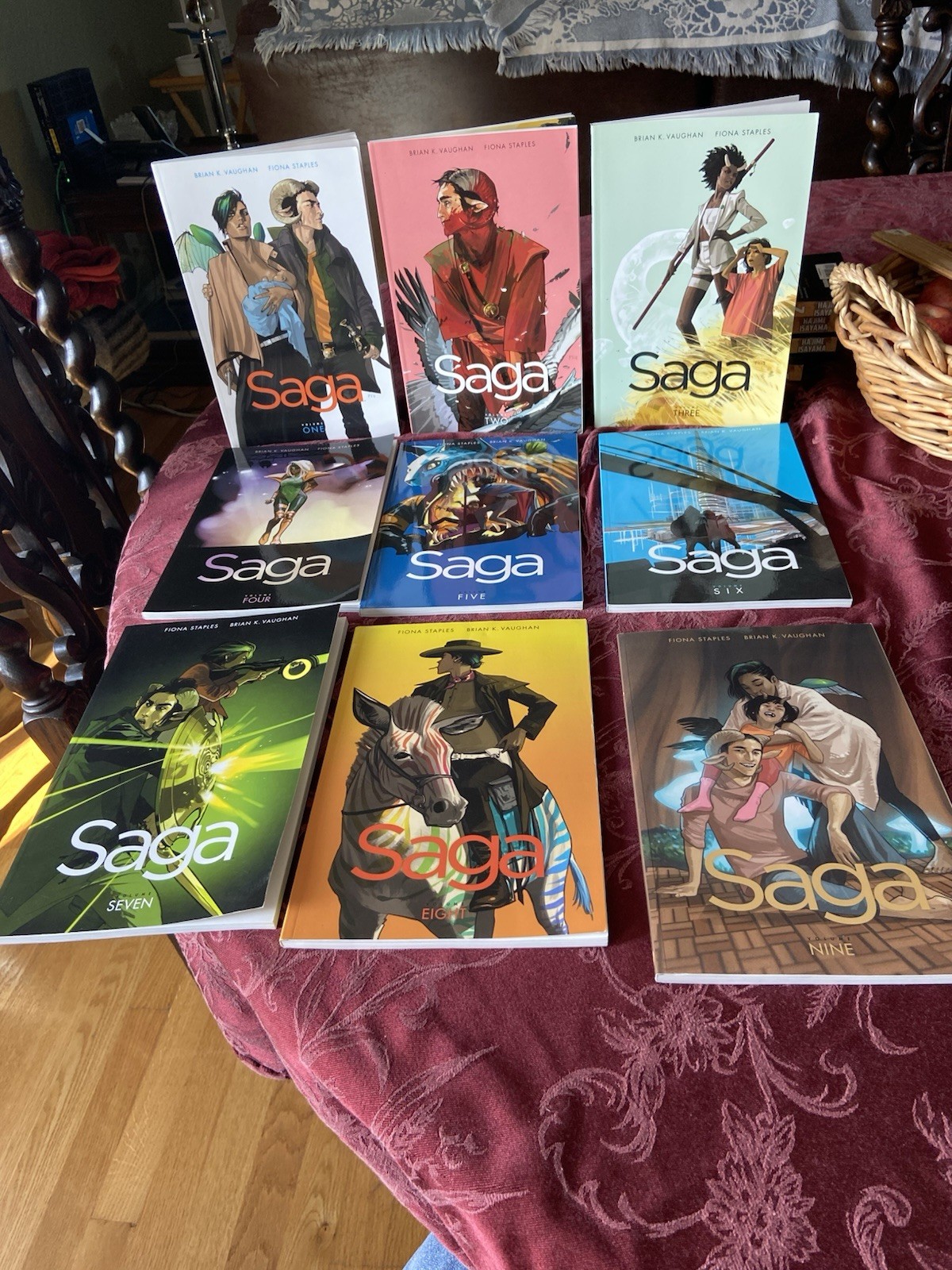 SAGA Volumes 1-9 LN TPB Image Fiona Staples, Brian K Vaughan Graphic FREE S/H SAGA Volumes 1-9 LN TPB Image Fiona Staples, Brian K Vaughan Graphic FREE S/H