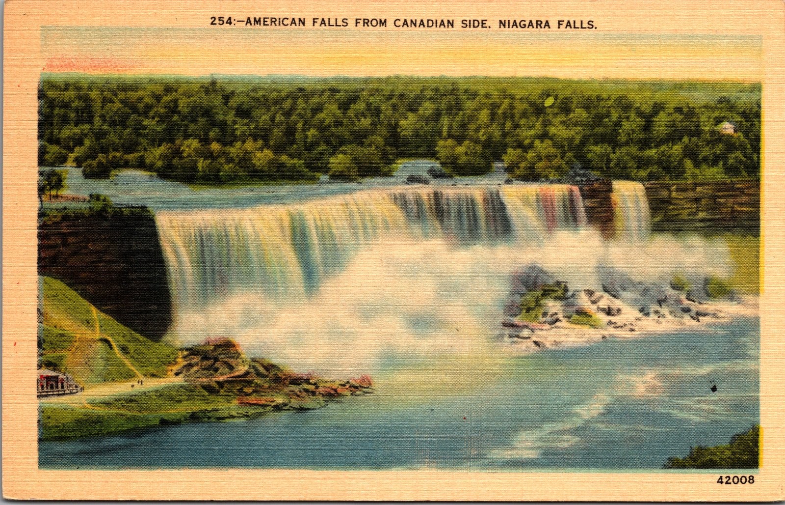 1930s Linen Postcard American Falls Niagara Falls Canadian Side View 1930s Linen Postcard American Falls Niagara Falls Canadian Side View
