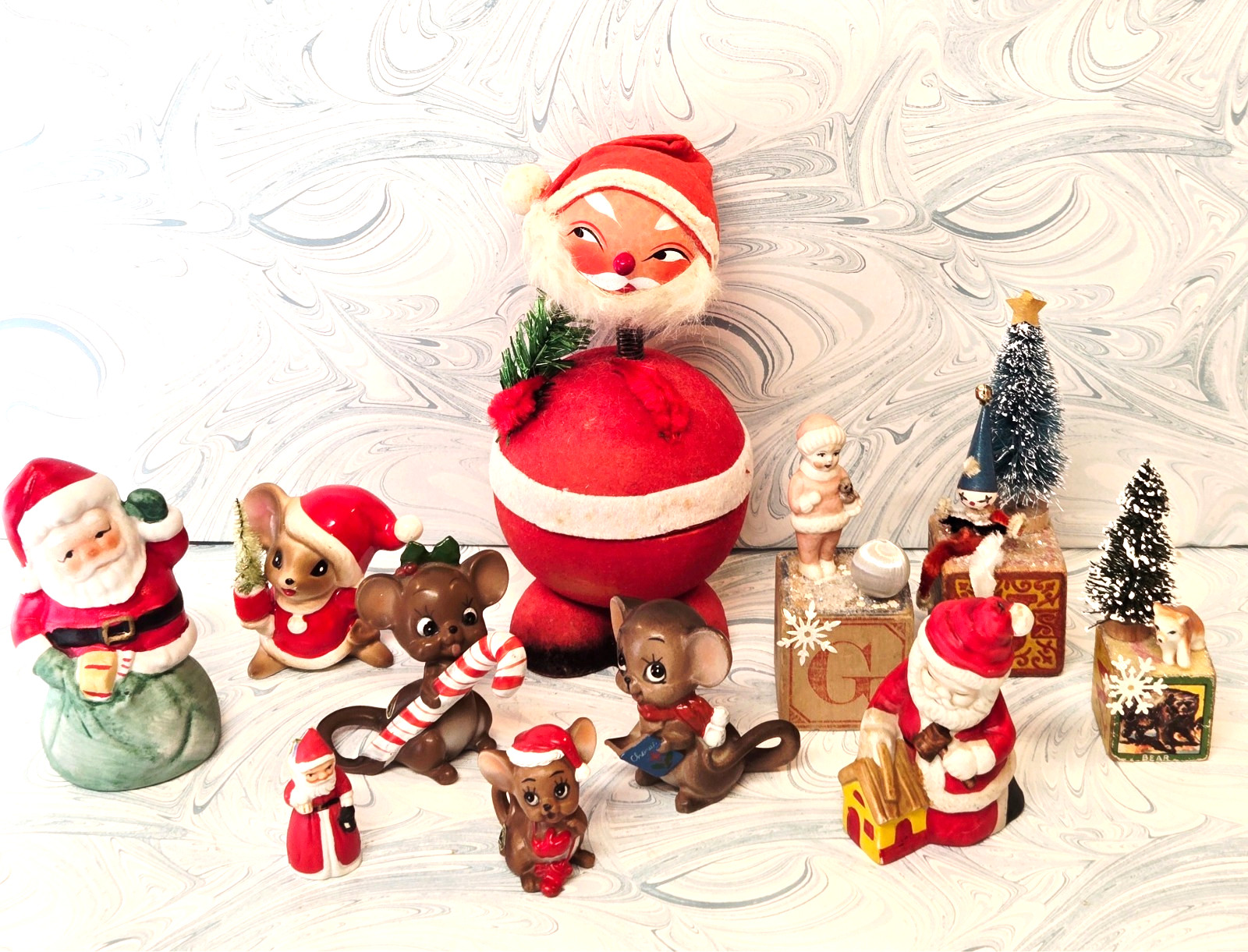 #5 Lot of Vintage Christmas German Santa Candy Container 3 Josef Mice & More #5 Lot of Vintage Christmas German Santa Candy Container 3 Josef Mice & More