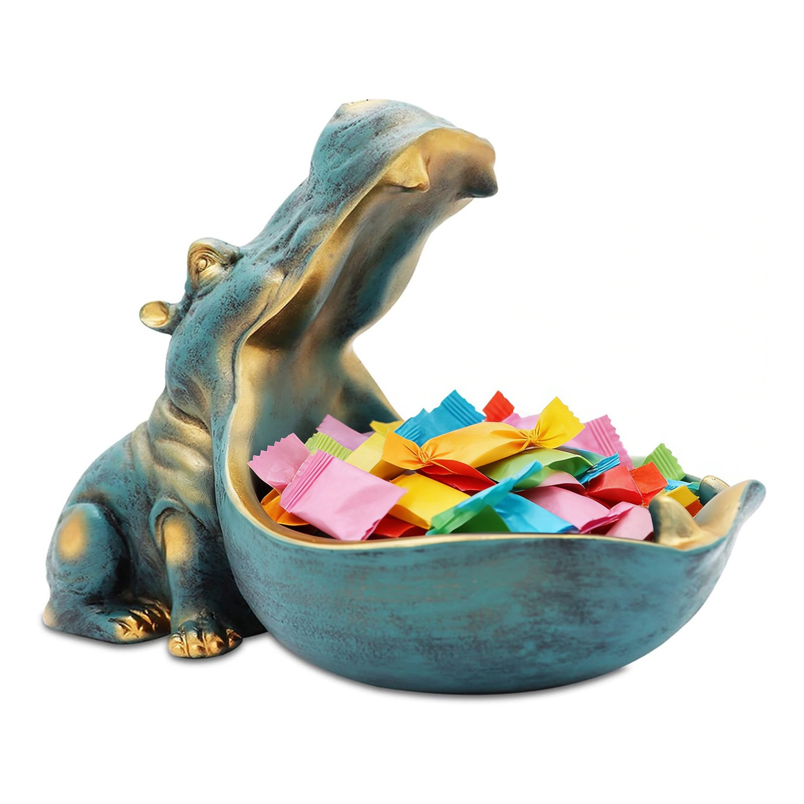 Hippo Statue Resin Storage Bowl, Candy Dish Key Holder Home Table Decor Figurine