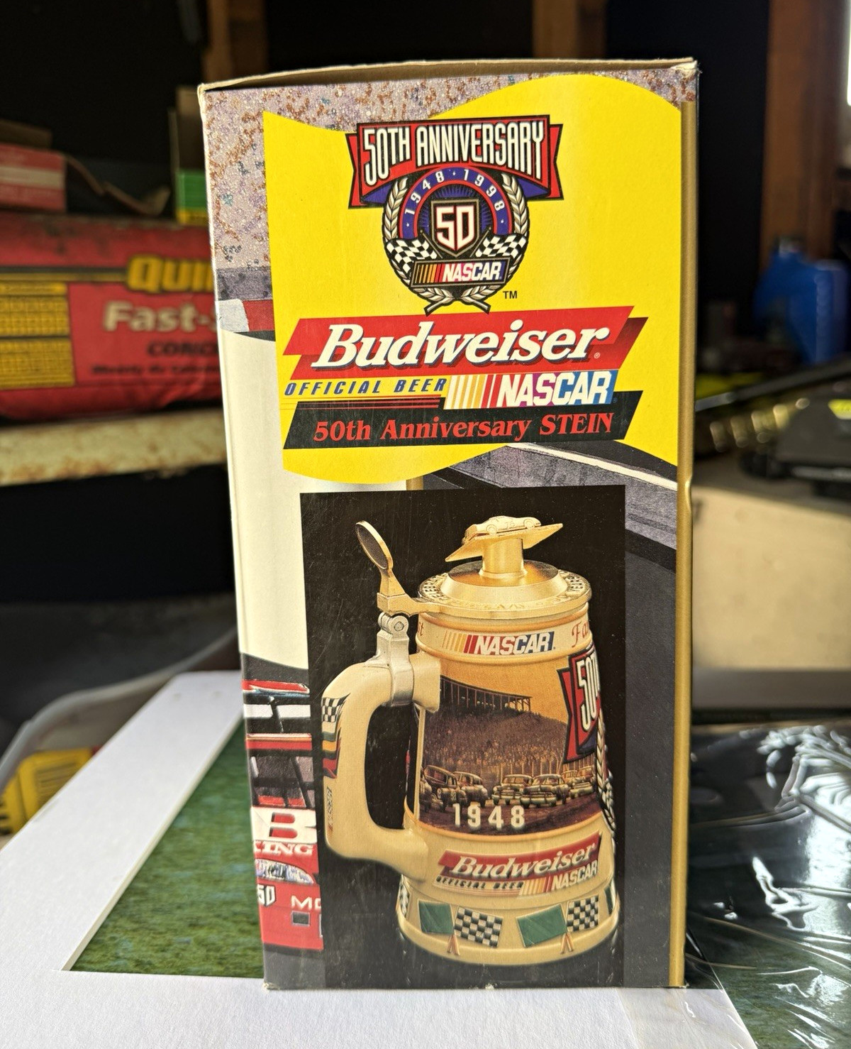 Budweiser NASCAR 50th Anniversary Collector Edition Lidded Stein Budweiser NASCAR 50th Anniversary Collector Edition Lidded Stein