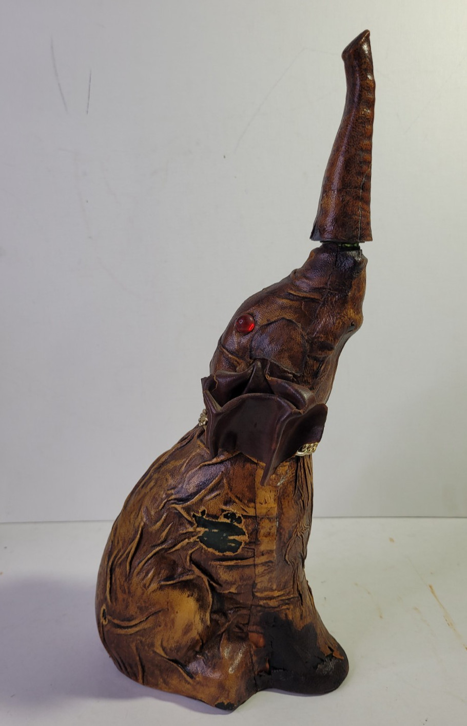 Vintage Italian Leather Wrapped Elephant Wine Bottle Decanter VetroPelle 14\