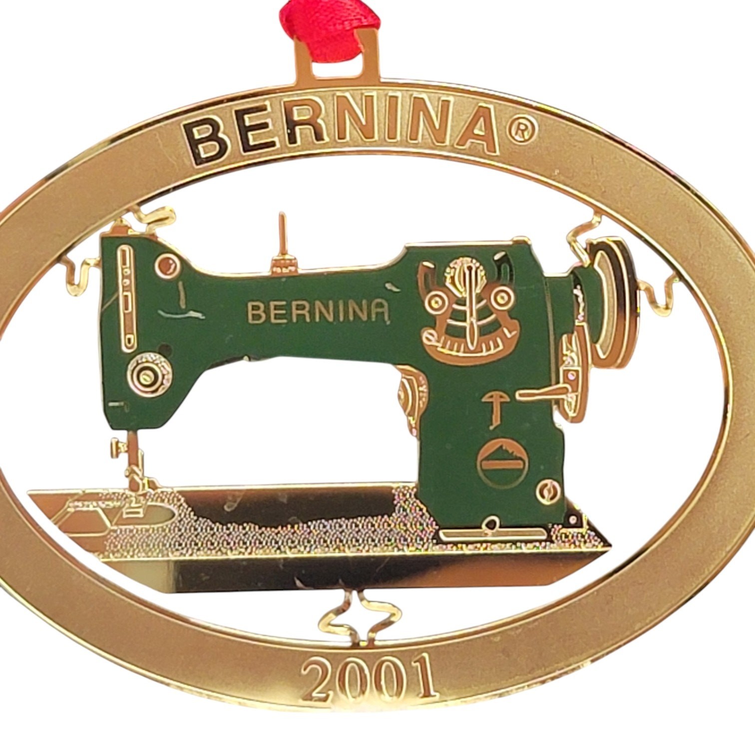 Vintage 2001 Bernina Model 117 Sewing Machine Gold Metal Christmas Ornament Vintage 2001 Bernina Model 117 Sewing Machine Gold Metal Christmas Ornament