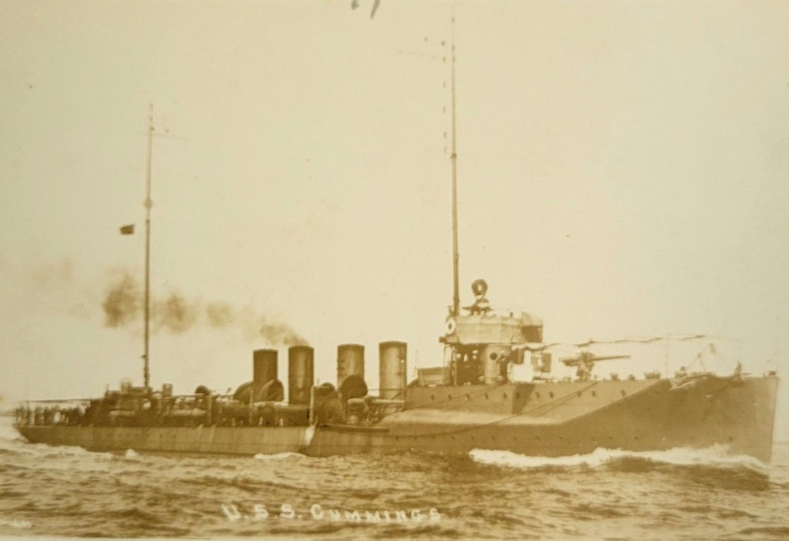 USS Cummings DD-44 Cassin-Class Destroyer Side View c1915 RPPC – Waterman Photo