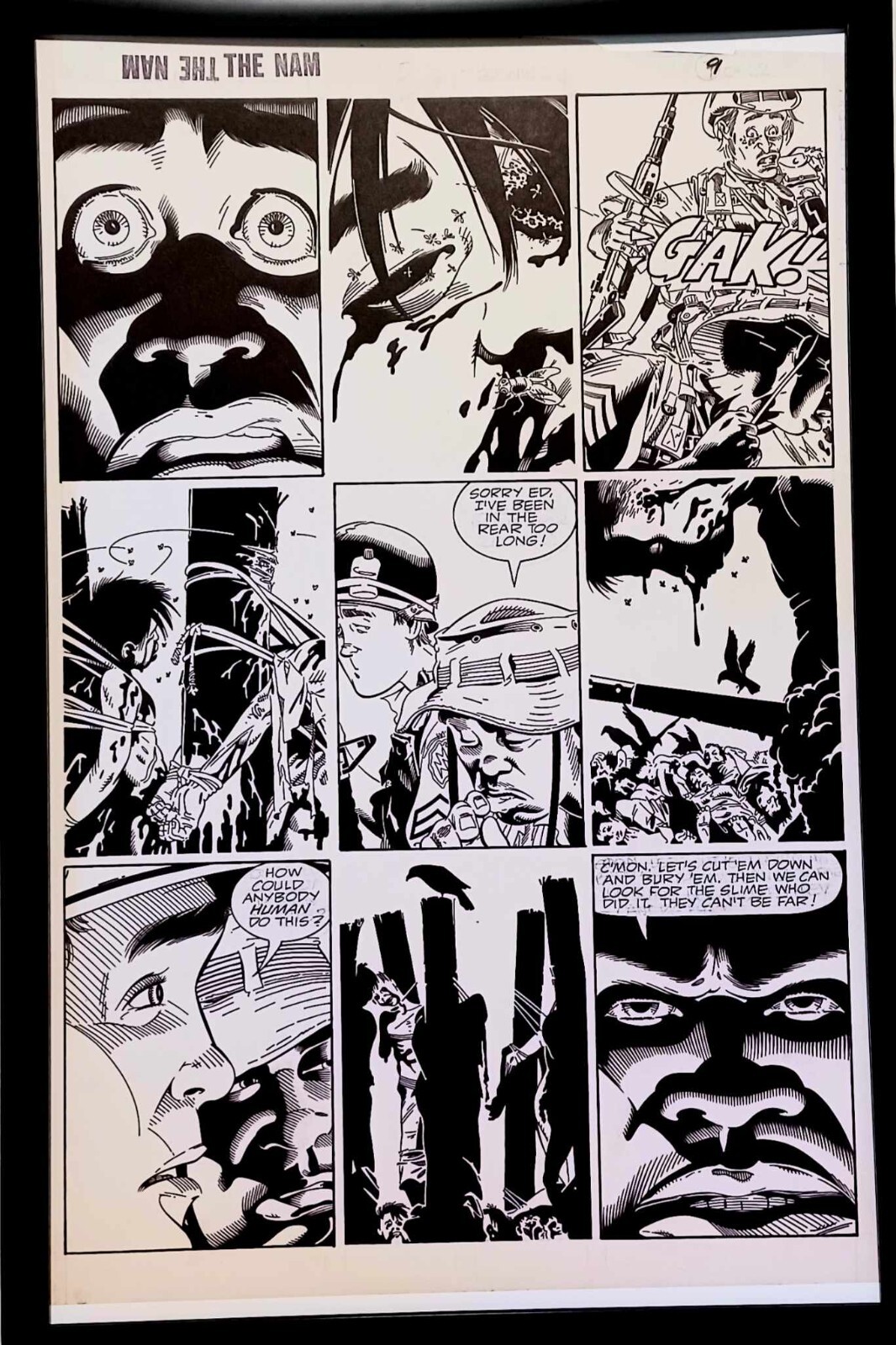 The \'Nam #5 pg. 9 by Michael Golden 11x17 FRAMED Original Art Poster Comic