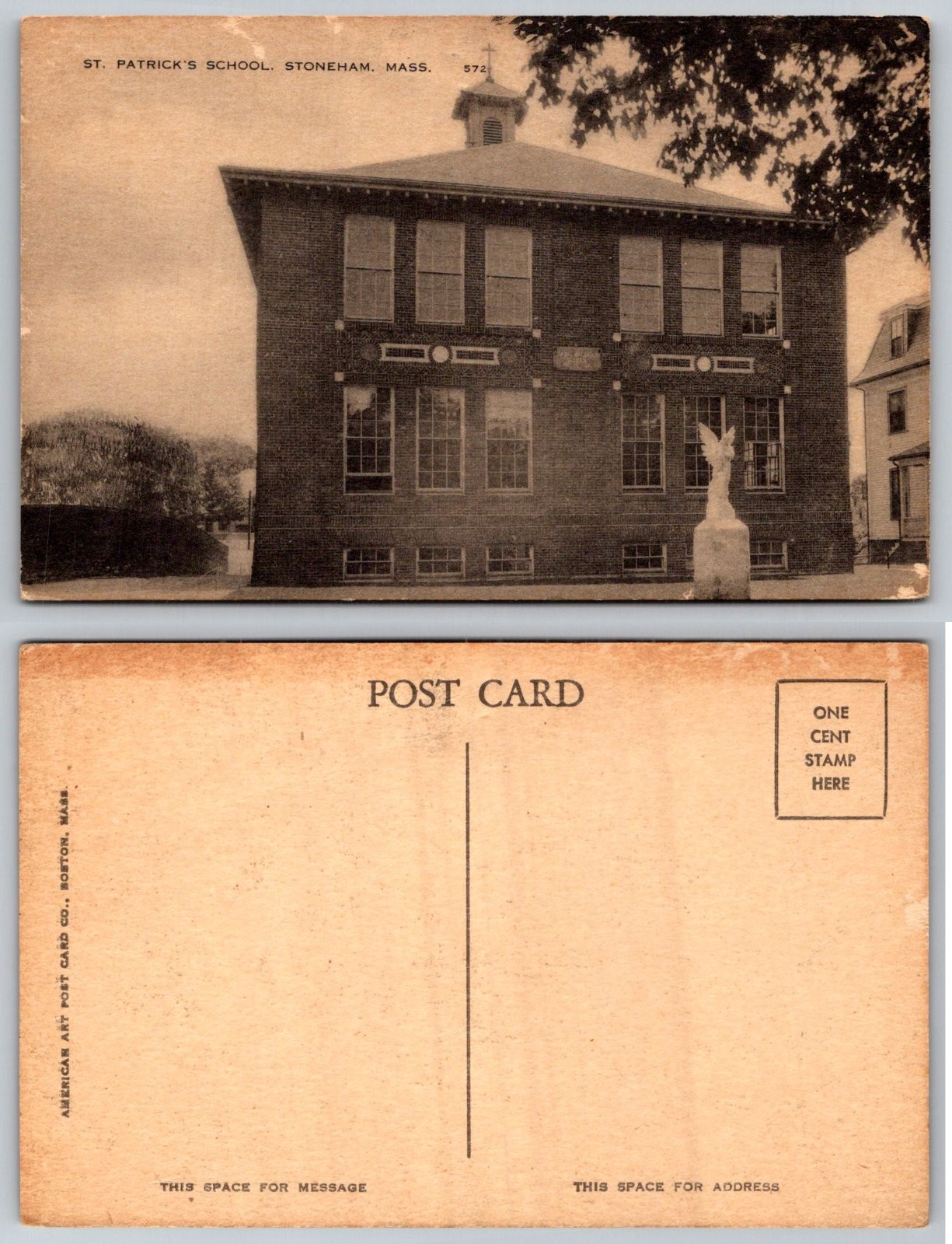 St Patrick\'s School Stoneham Massachusetts Postcard PB211-U