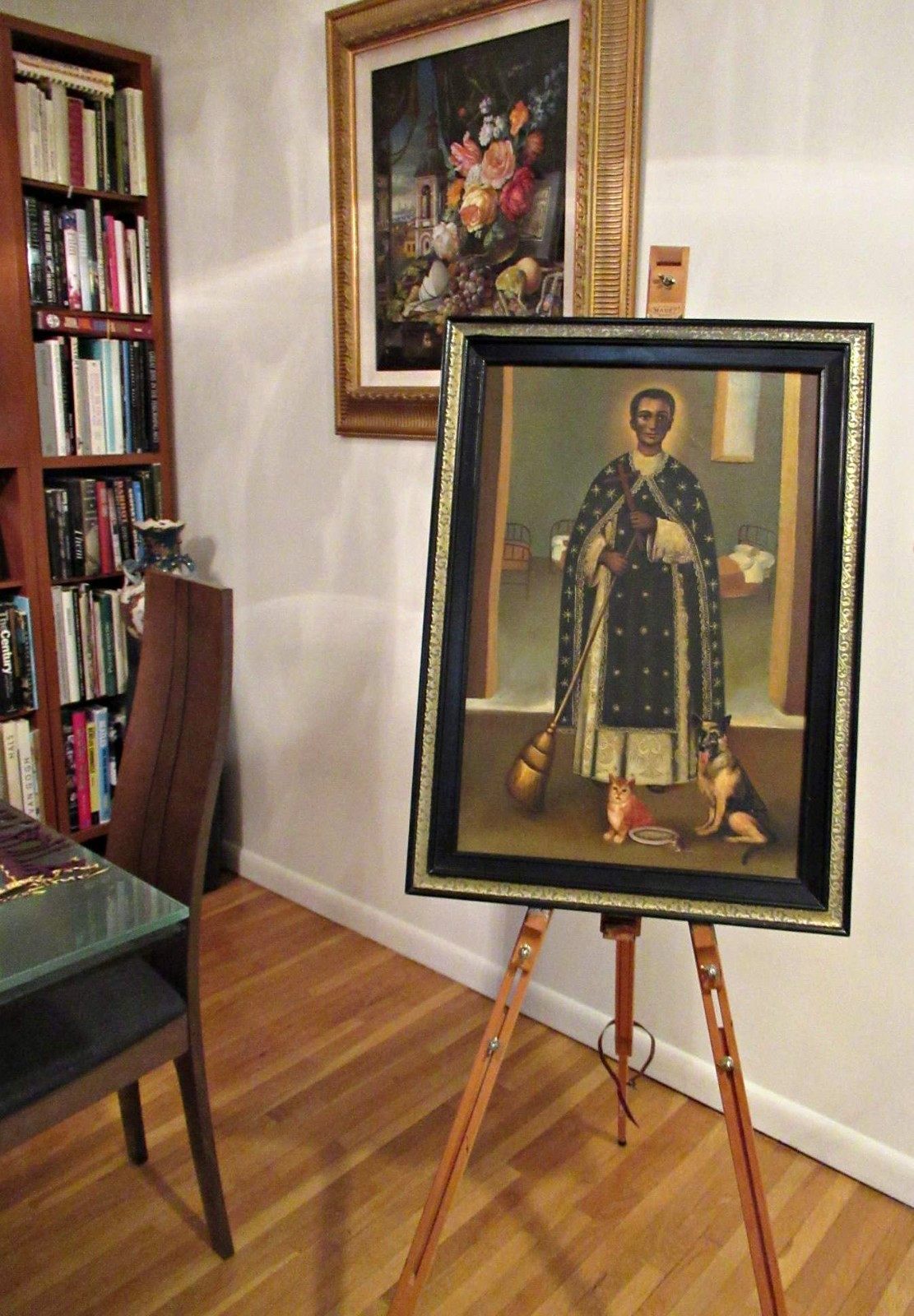 VTG CUZCO PERU OIL on CANVAS RELIGIOUS PAINTING SAN MARTIN DE PORRES; WOOD FRAME