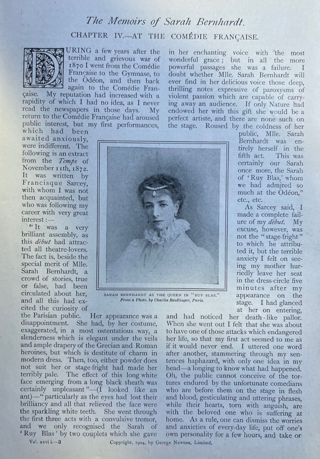 1904 Actress Sarah Bernhardt Playing At Comedie Francaise 1904 Actress Sarah Bernhardt Playing At Comedie Francaise