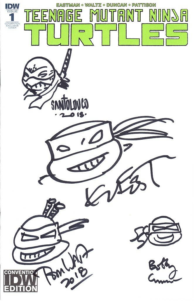 Kevin Eastman Curnow Santolouco Waltz signed sketched TMNT 2018 SDCC comic book