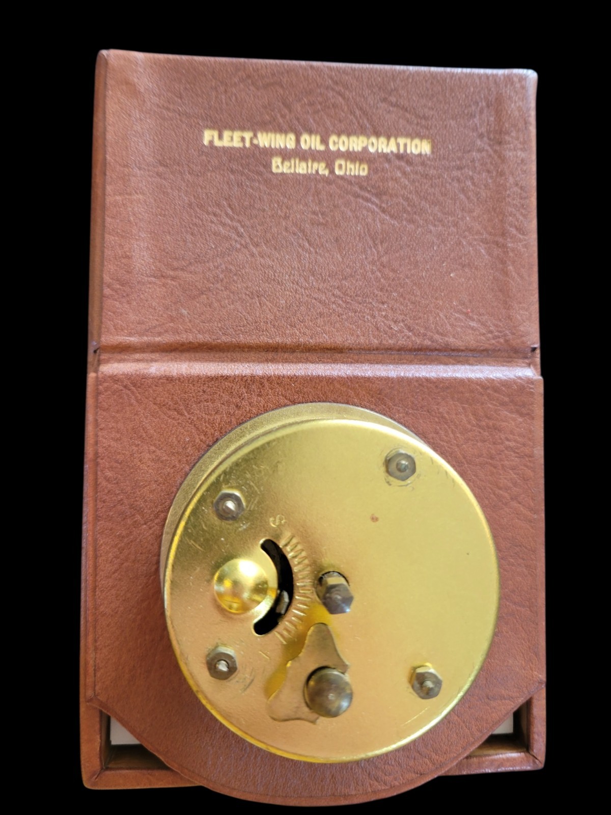 Fleet-Wing Oil Corp Bellaire Ohio Desk Clock by Gerlach-Barklow Unworking 6\ Fleet-Wing Oil Corp Bellaire Ohio Desk Clock by Gerlach-Barklow Unworking 6\