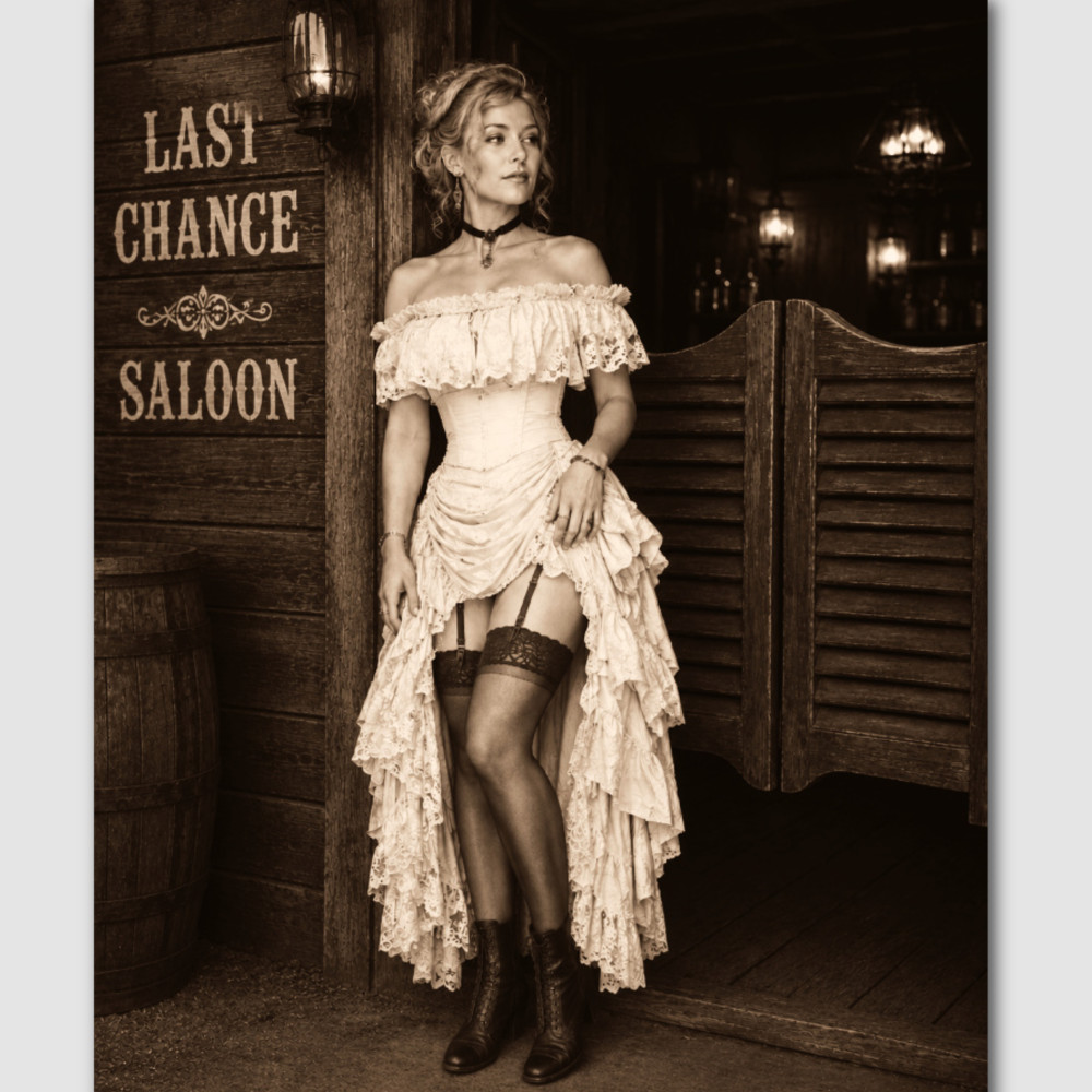 Victorian Old West Saloon Burlesque Print Photo Lingerie Glamour Woman Vintage 9