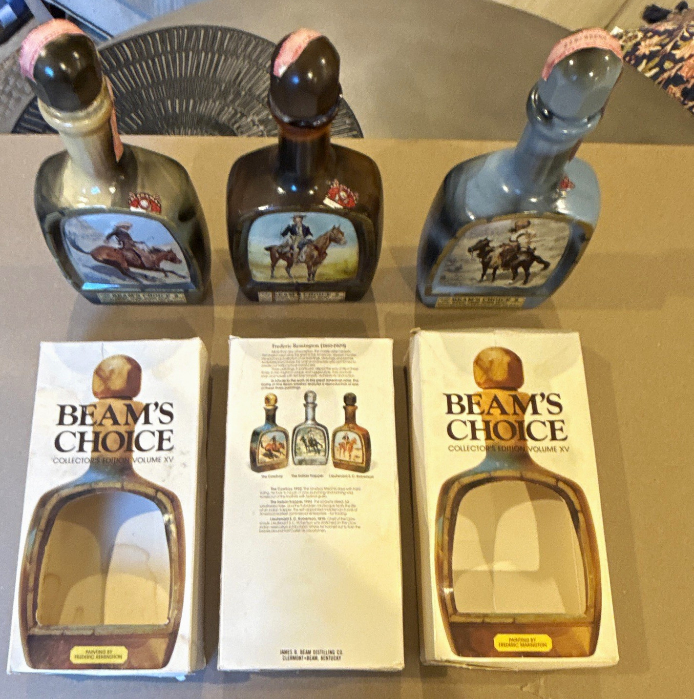 Vintage Jim Beam Frederic Remington Collectors Bottles Volume XV w/ boxes Vintage Jim Beam Frederic Remington Collectors Bottles Volume XV w/ boxes