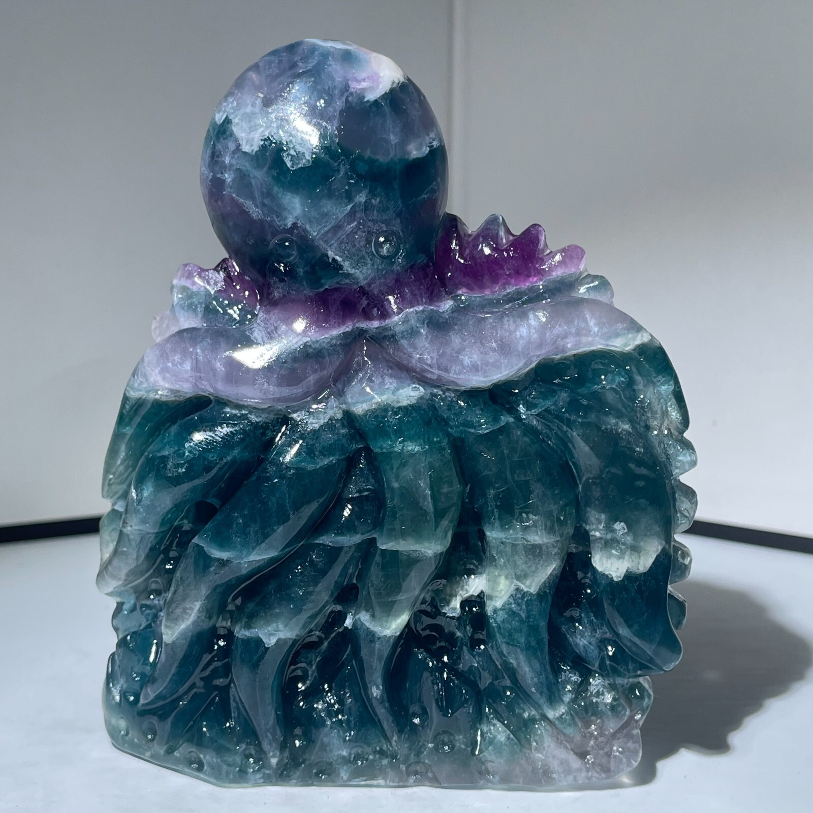 312G Natural fluorite octopus Carved Quartz Crystal Skull Reiki Healing 1PC 312G Natural fluorite octopus Carved Quartz Crystal Skull Reiki Healing 1PC