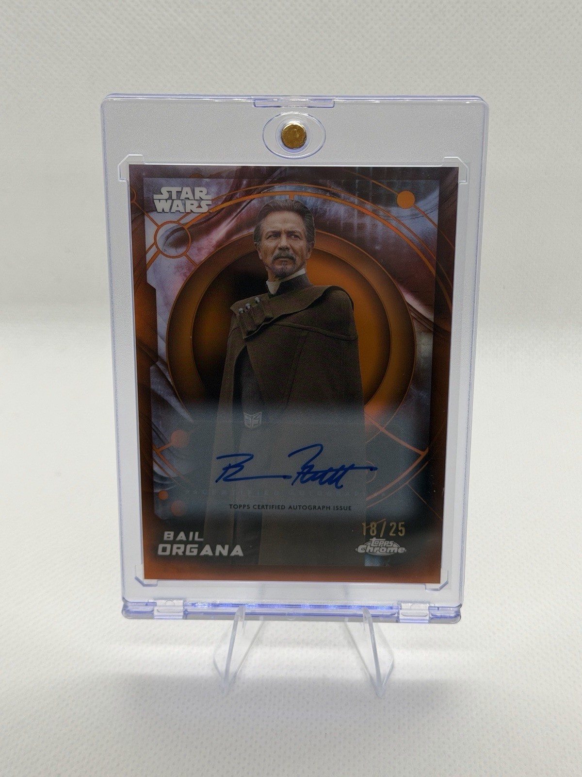 2026 Topps Chrome Star Wars Bail Organa Auto Benjamin Bratt Orange Refractor /25 2026 Topps Chrome Star Wars Bail Organa Auto Benjamin Bratt Orange Refractor /25