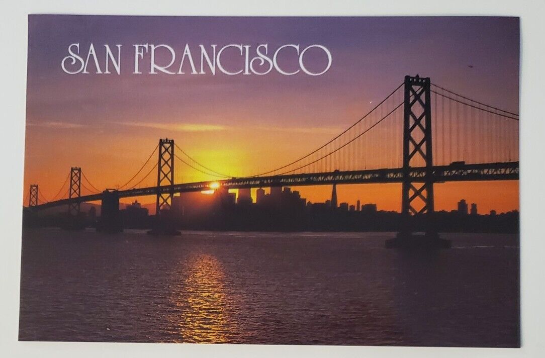 San Francisco CA Vintage Postcard (1987) Oakland Bay Bridge Sunset  P1090