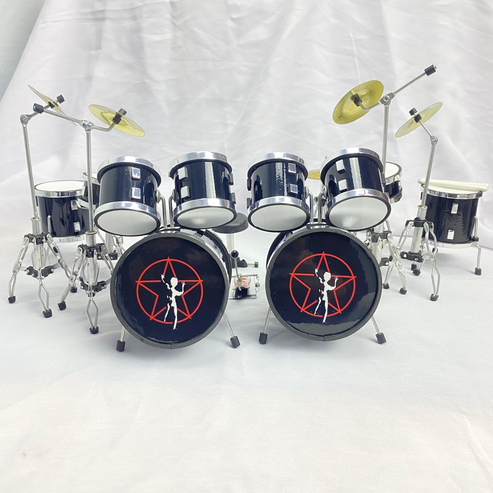 Miniature Drum Set Mini Double Bass Black Musical Instrument Display Gift 1/12