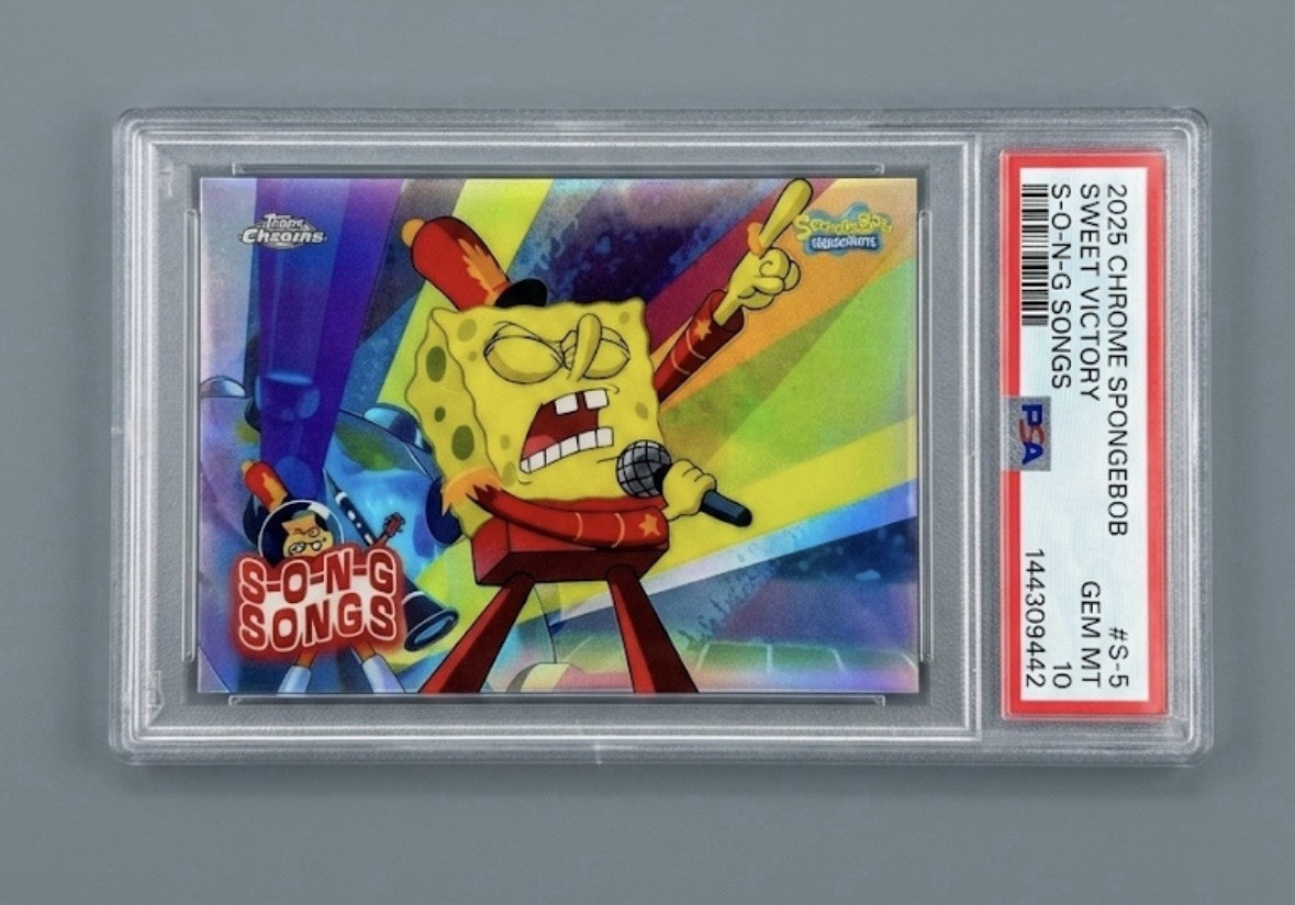 Topps 2025 Chrome SpongeBob Sweet Victory S-O-N-G Songs S-5 PSA 10
