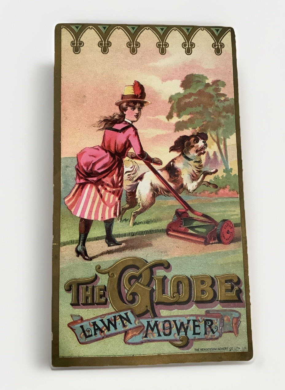 Vintage Victorian trade card the globe lawnmower Dog Lowell MA Bartlett & Dow Vintage Victorian trade card the globe lawnmower Dog Lowell MA Bartlett & Dow