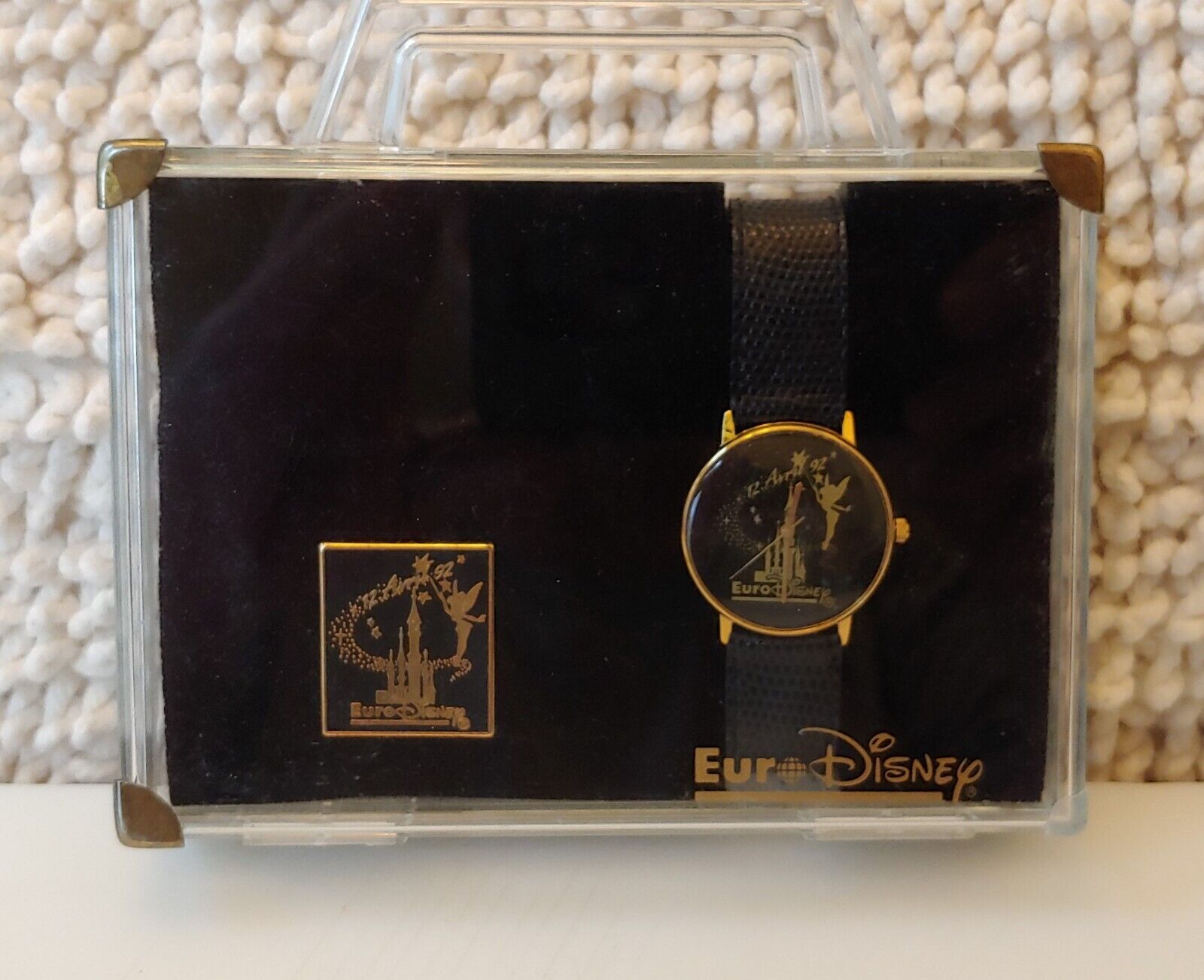 PRICE REDUCED on Euro Disney Watch/Enameled Pin/Original Carrying Case