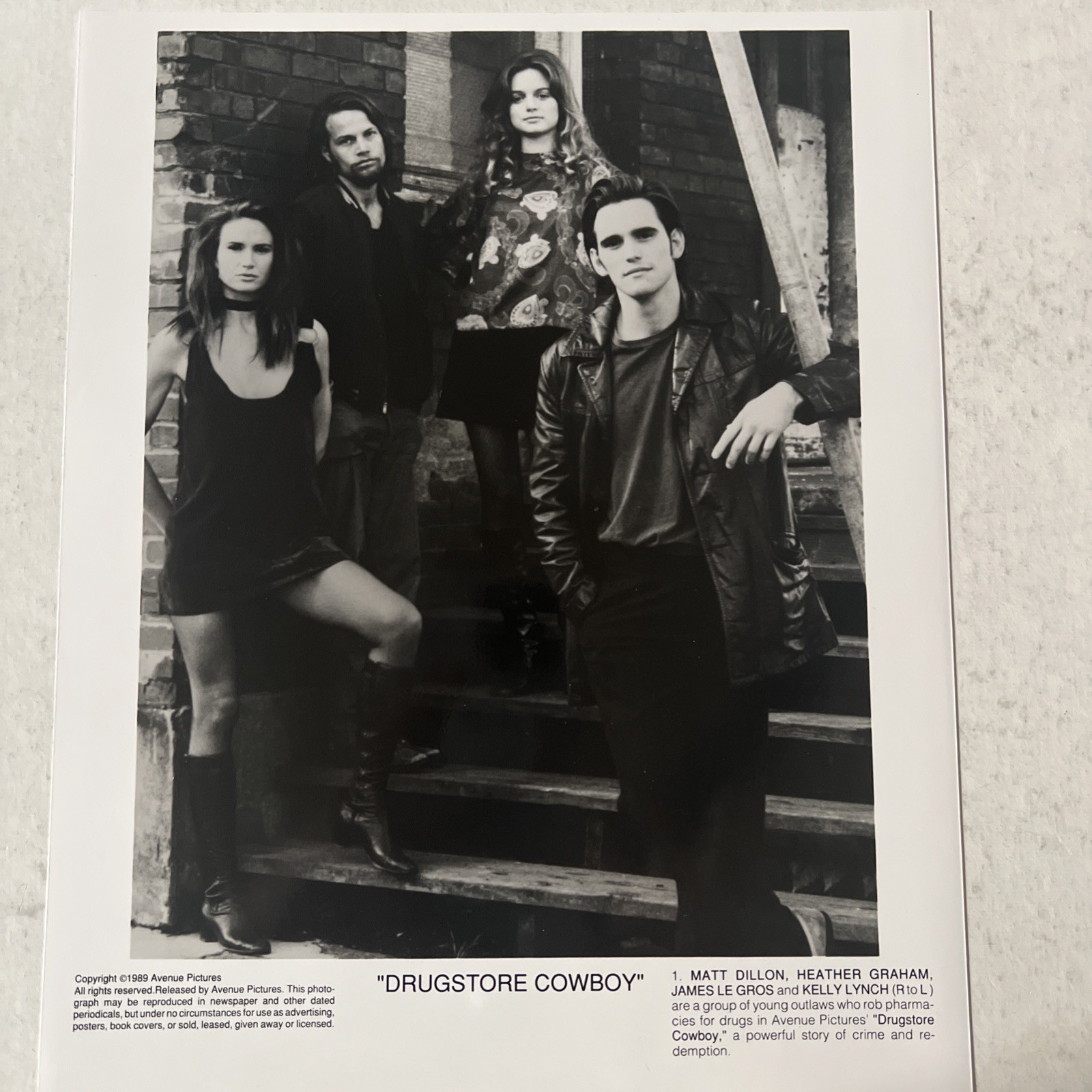 1990 Press Photo Matt Dillon, Heather Graham,m James Le Gros in Drugstore Cowboy 1990 Press Photo Matt Dillon, Heather Graham,m James Le Gros in Drugstore Cowboy