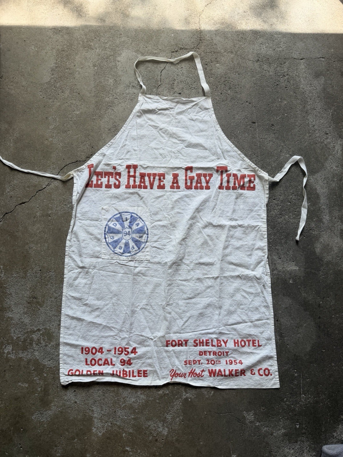VINTAGE 1950s Apron Lets Have A Gay Time Detroit The Walker Co Advertising VINTAGE 1950s Apron Lets Have A Gay Time Detroit The Walker Co Advertising