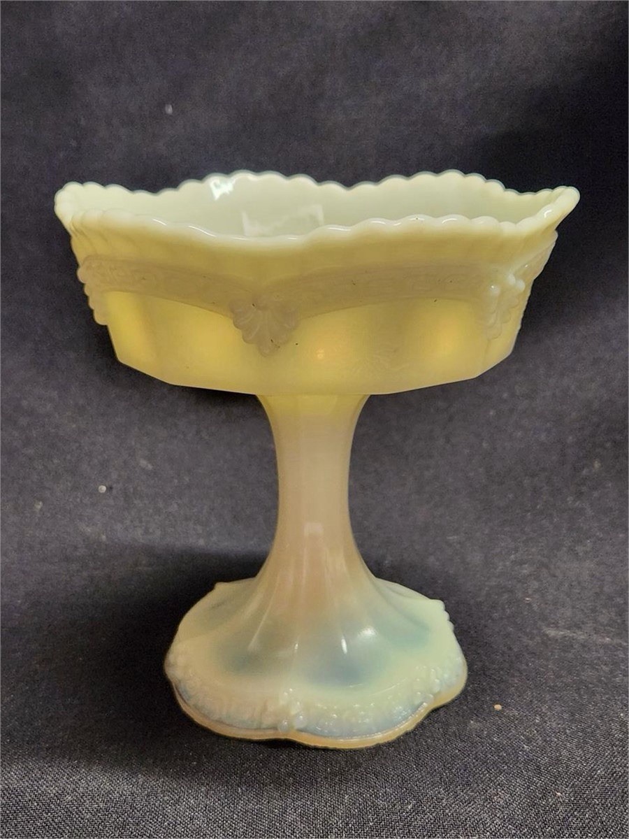 RARE Antique Heisey Custard Glass Pedestal Compote, Early 1900s. Beautiful RARE Antique Heisey Custard Glass Pedestal Compote, Early 1900s. Beautiful