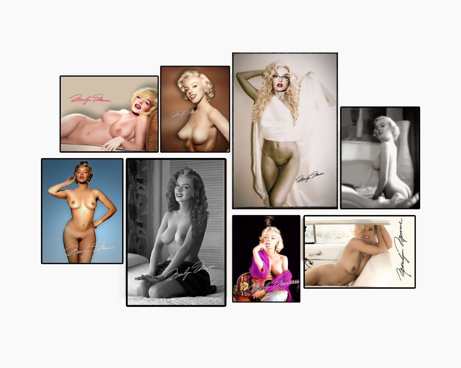 1950s Photo Print Blonde Fantasy Art Nude Marilyn Monroe Artistic Bundle RARE