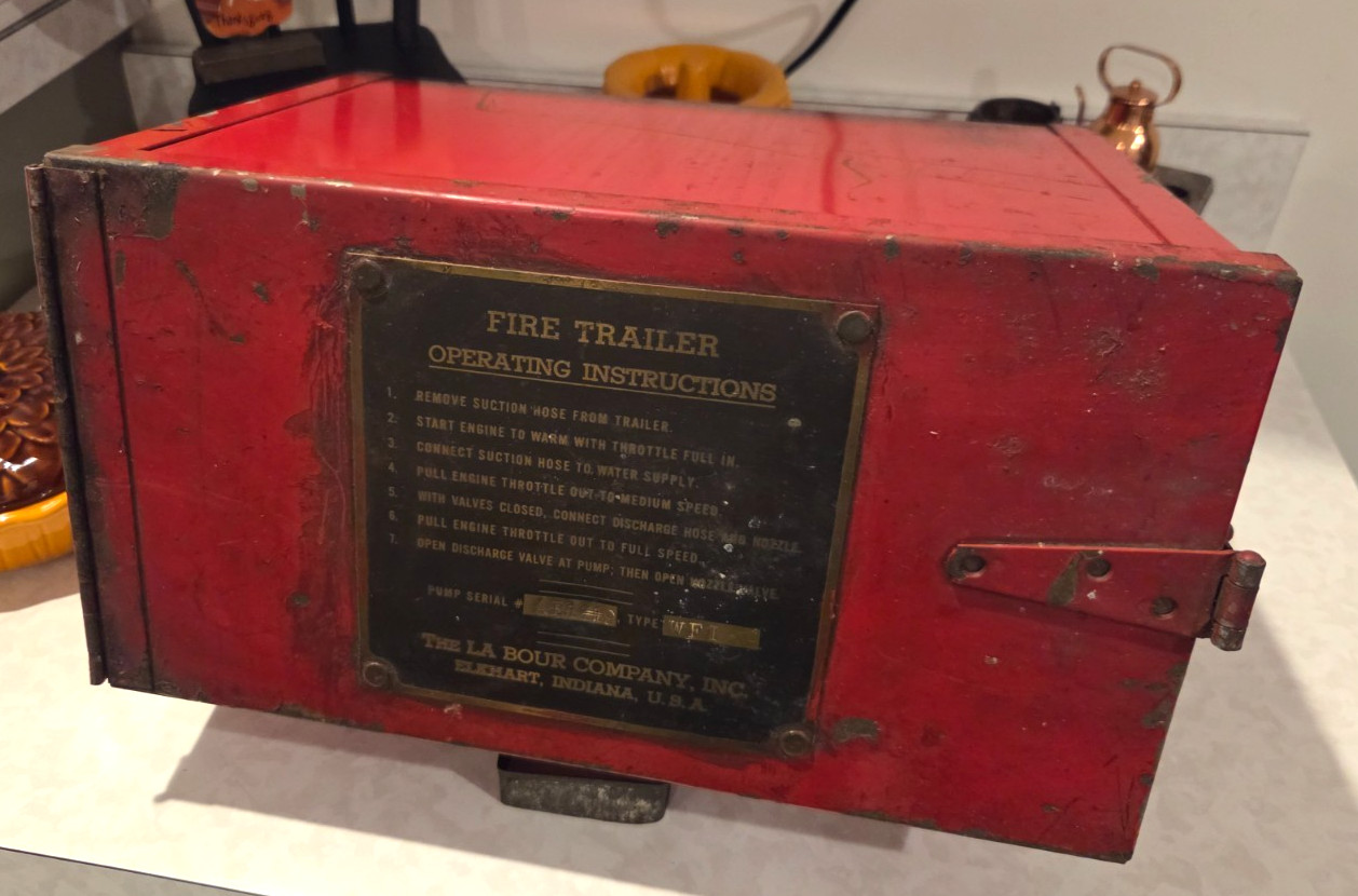 Vintage 1940s WWII Era La Bour Fire Trailer Extinguisher Tool Box & Instructions Vintage 1940s WWII Era La Bour Fire Trailer Extinguisher Tool Box & Instructions