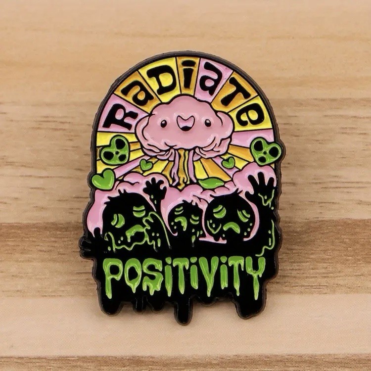 Radiate Positivity Enamel Pin - Cute Toxic Nuclear Atom Bomb Mushroom Cloud Nuke Radiate Positivity Enamel Pin - Cute Toxic Nuclear Atom Bomb Mushroom Cloud Nuke