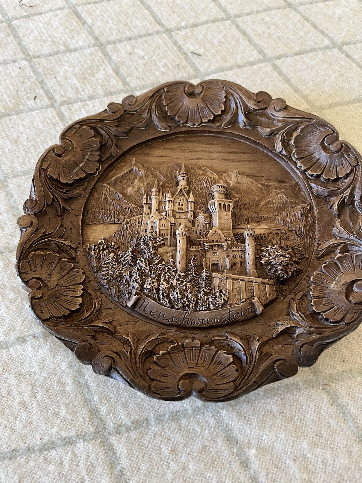 Vintage German Travel Souvenir Neuschwanstein Castle Wall Art Dimensional Design