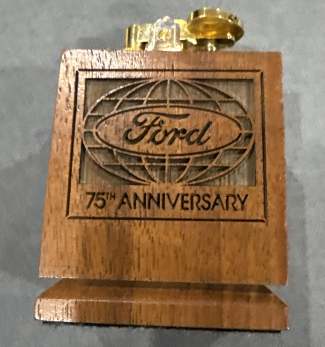 Vintage 1978 Ford 75th Anniversary Walnut Table Lighter Lasercraft Vintage 1978 Ford 75th Anniversary Walnut Table Lighter Lasercraft