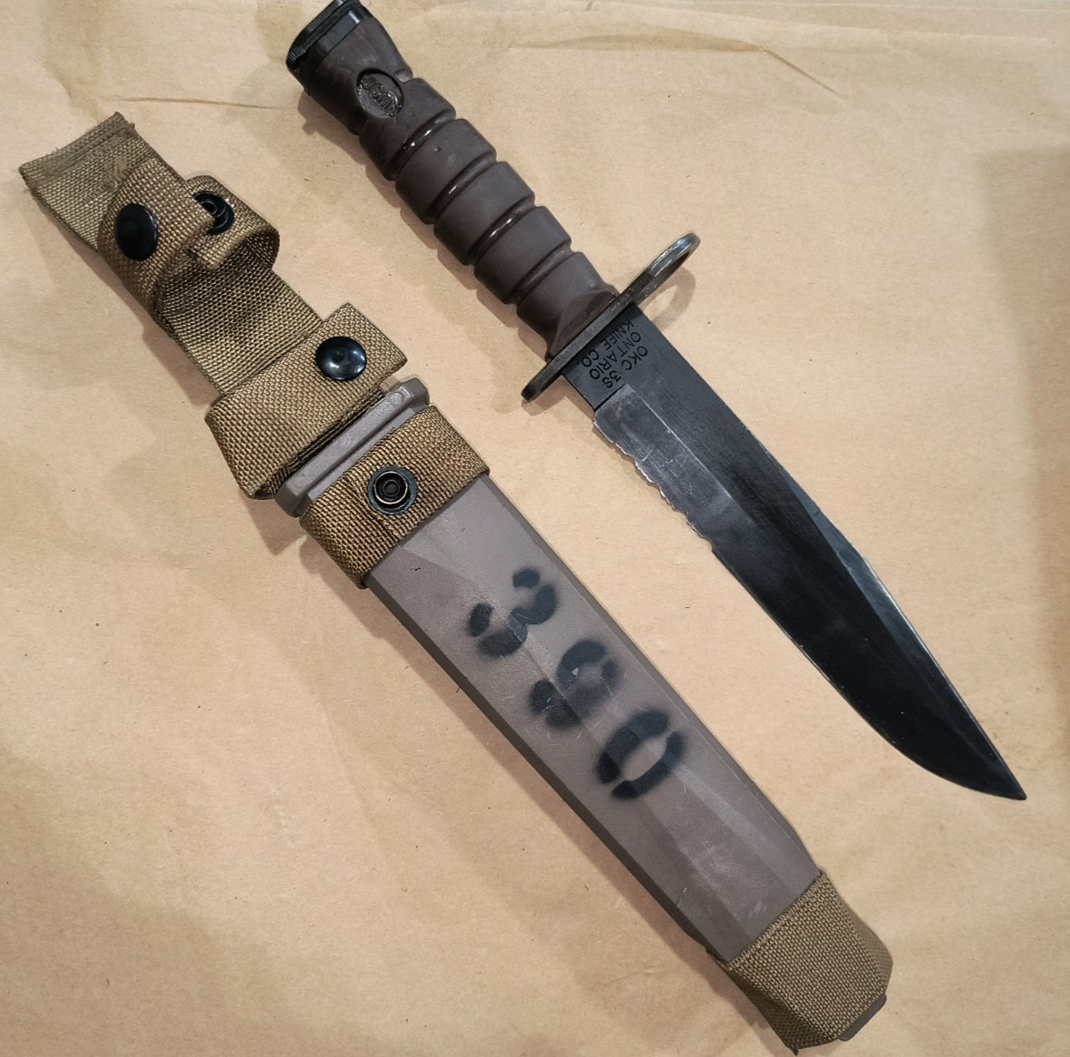 Vintage Genuine OKC-3S OKC3S Knife Bayont & Sheath Ontario Knife Real USMC Issue