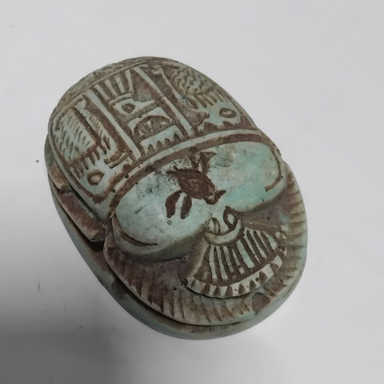 Handmade Ancient Egyptian Scarab Stone Figurine Pharaoh Style Collectible Piece