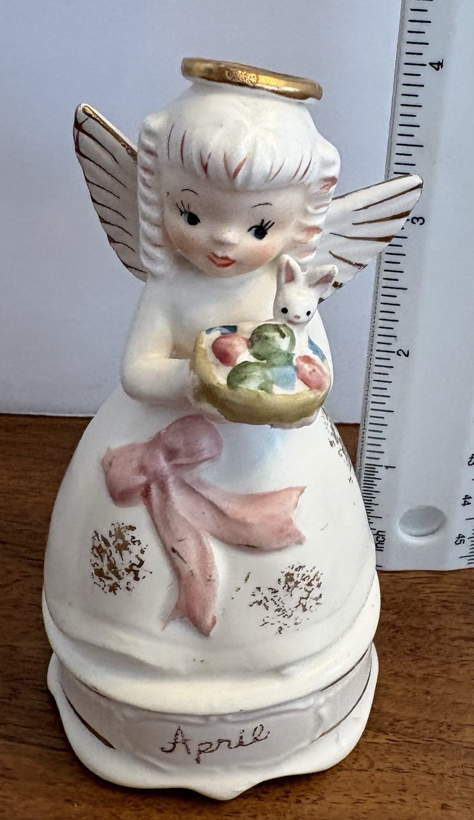Vintage 1950s Napco Japan April Angel Girl Figurine w/ Eggs & Bunny- A1364 Vintage 1950s Napco Japan April Angel Girl Figurine w/ Eggs & Bunny- A1364