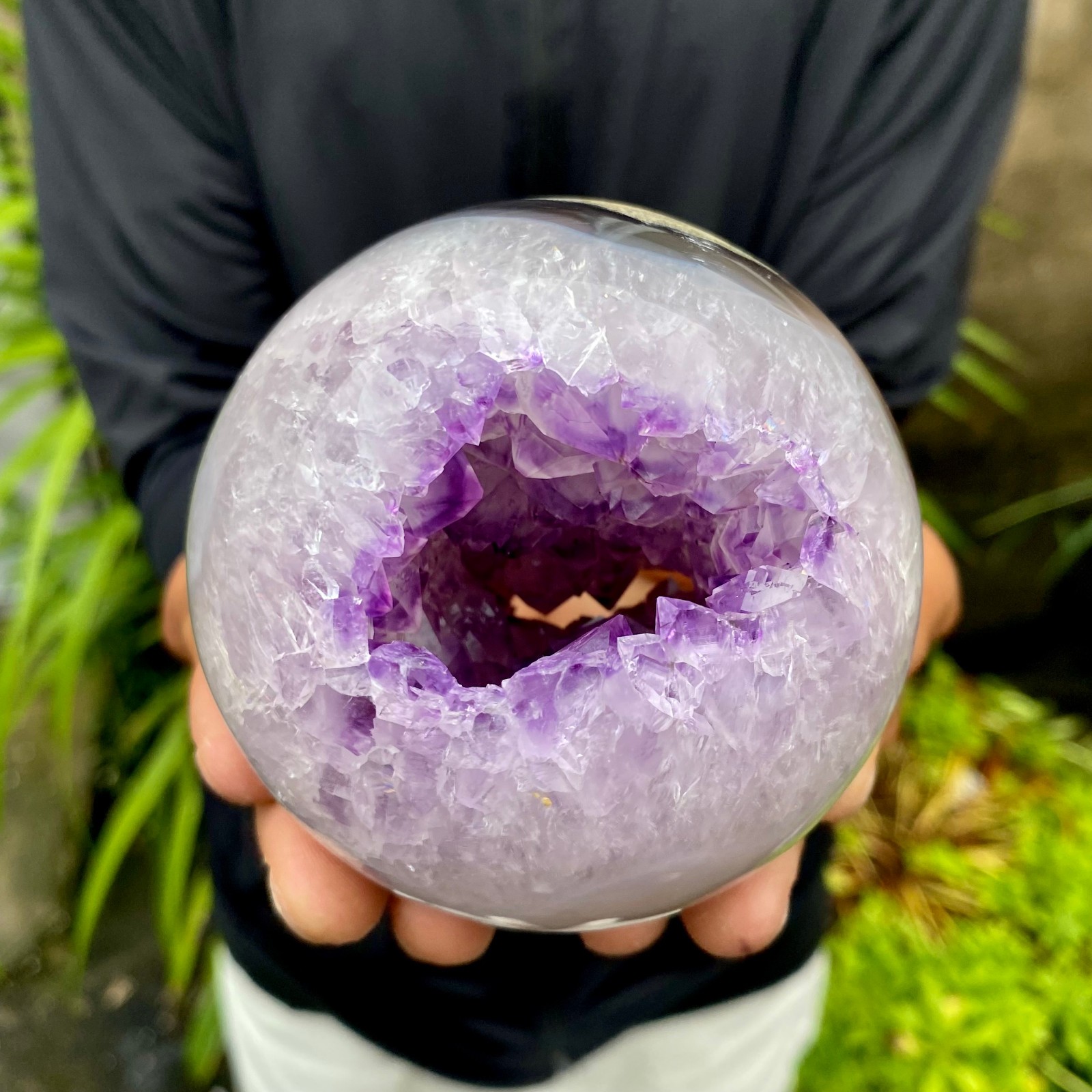 1.75LB Natural Agate Open Smile Sphere Amethyst Geode Healing Wealth Crystal Dec 1.75LB Natural Agate Open Smile Sphere Amethyst Geode Healing Wealth Crystal Dec