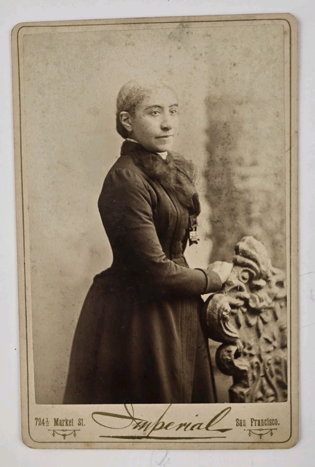 Rare Antique Cabinet Card Photo African American Woman Imperial San Francisco CA