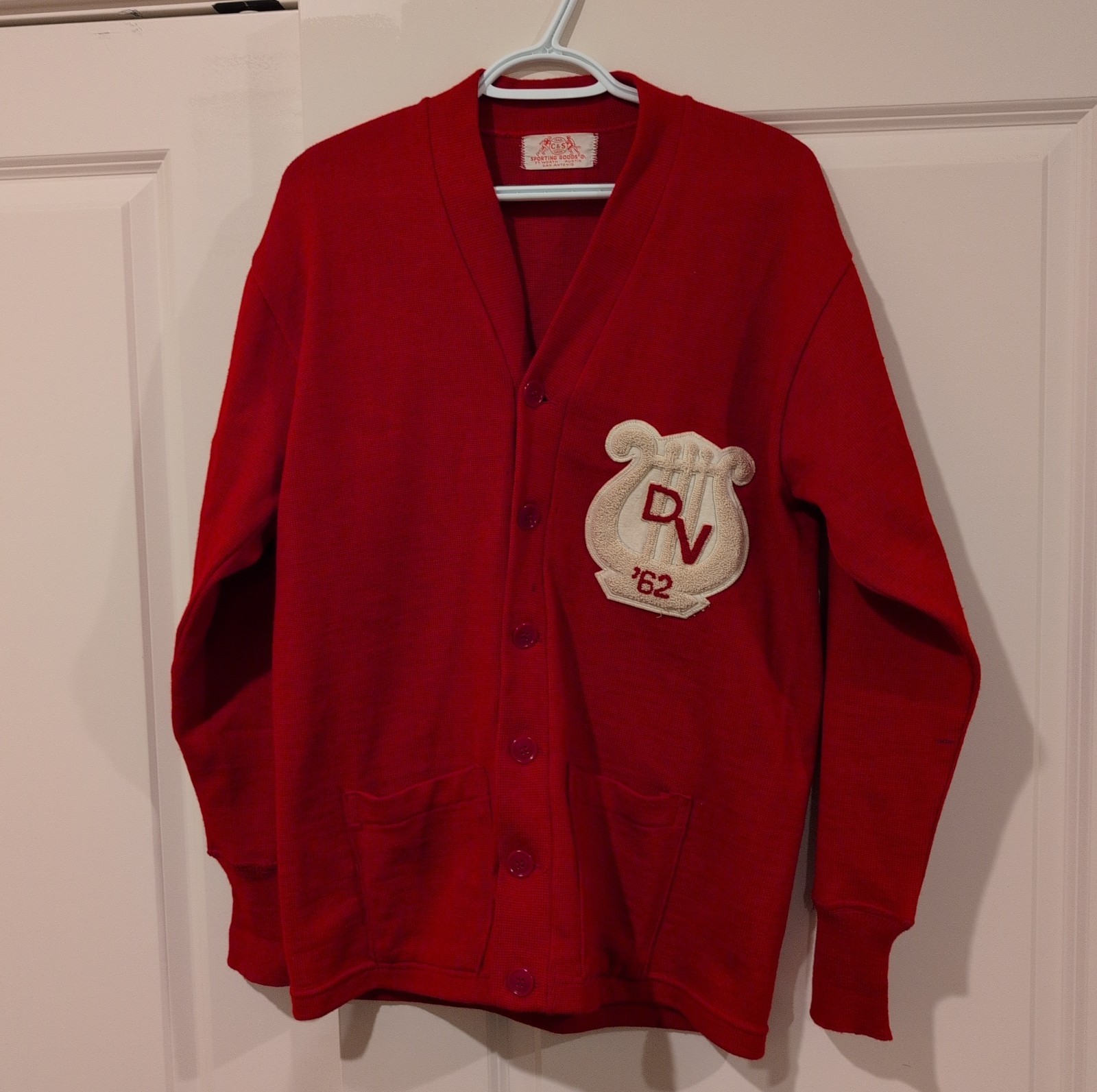 Vintage 1962 Del Valle High School Letterman Jacket DV Red Wool Austin TX Band Vintage 1962 Del Valle High School Letterman Jacket DV Red Wool Austin TX Band
