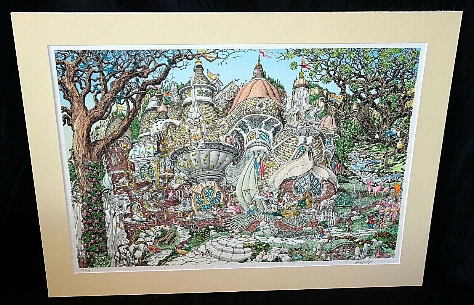 1990s US Serigraph Print 266/395 Whimsical Building by David Badger (ScD)
