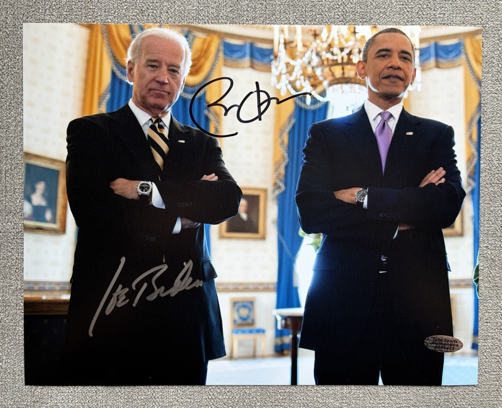 Presidents Barack Obama & Joe Biden Dual Signed/Autographed 8x10 Photo W/ COA Presidents Barack Obama & Joe Biden Dual Signed/Autographed 8x10 Photo W/ COA
