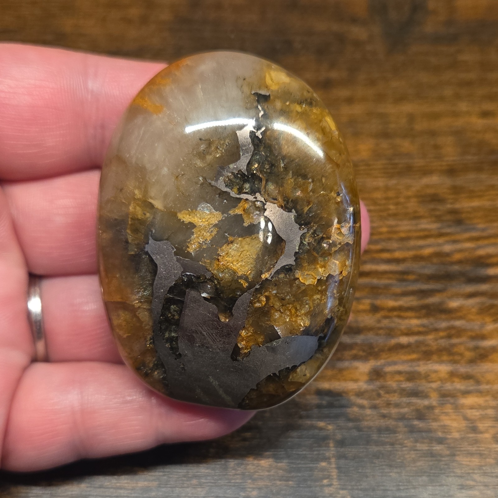 Lions Gate Quartz Palmstone, Rare Find, Golden Healer Quartz And Pyrite, L#23 Lions Gate Quartz Palmstone, Rare Find, Golden Healer Quartz And Pyrite, L#23