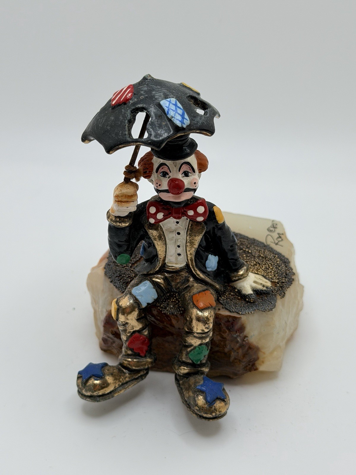 Ron Lee Hobo Joe Rainy Days 1985 Figurine Vintage 24k Gold Plated Marble