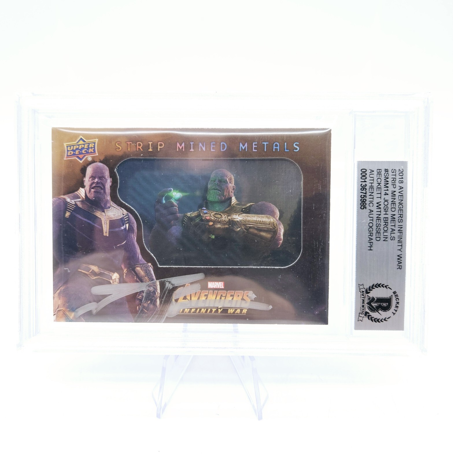 2018 UD Marvel Thanos Signed Auto Josh Brolin Strip Mined Metals SMM14 Beckett 2018 UD Marvel Thanos Signed Auto Josh Brolin Strip Mined Metals SMM14 Beckett