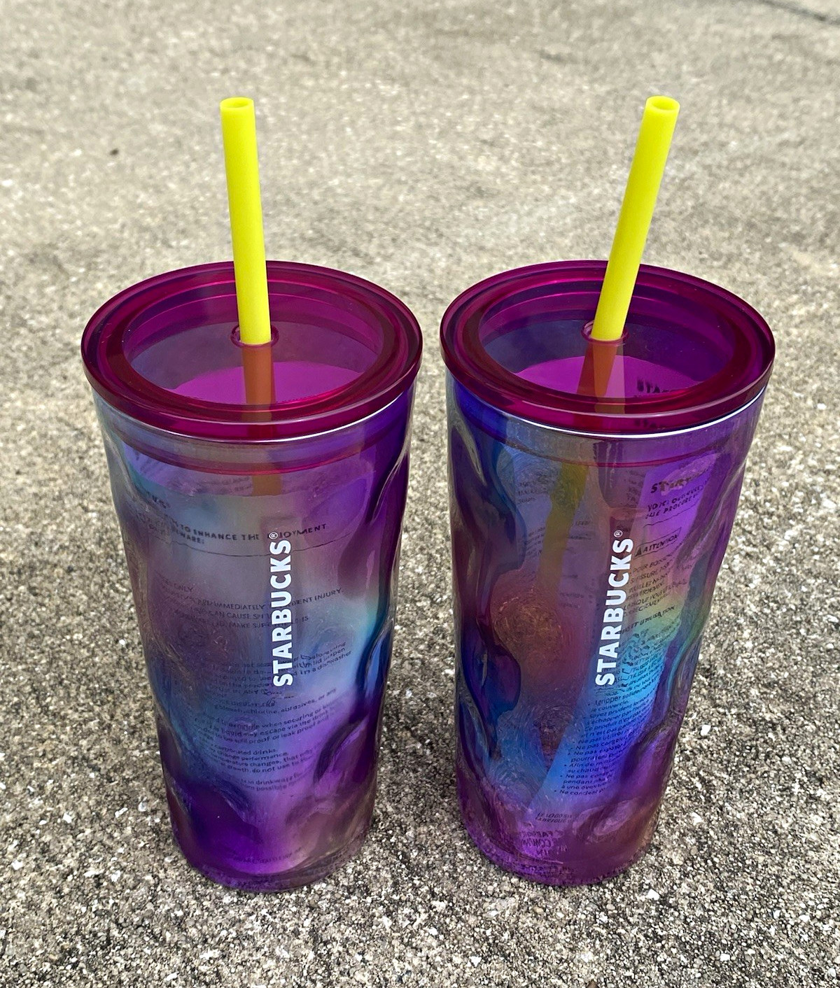 Starbucks 2024 Rainbow Glass Rippled Molted Gradient 18oz Cup W/ Lid Set Of 2 Starbucks 2024 Rainbow Glass Rippled Molted Gradient 18oz Cup W/ Lid Set Of 2