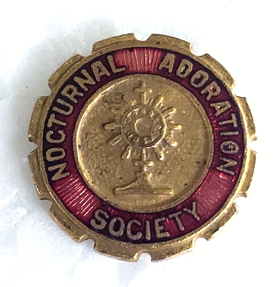 Vintage Nocturnal Adoration Society Enamel Gold Tone Screw Lapel Pin 1/2\ Vintage Nocturnal Adoration Society Enamel Gold Tone Screw Lapel Pin 1/2\