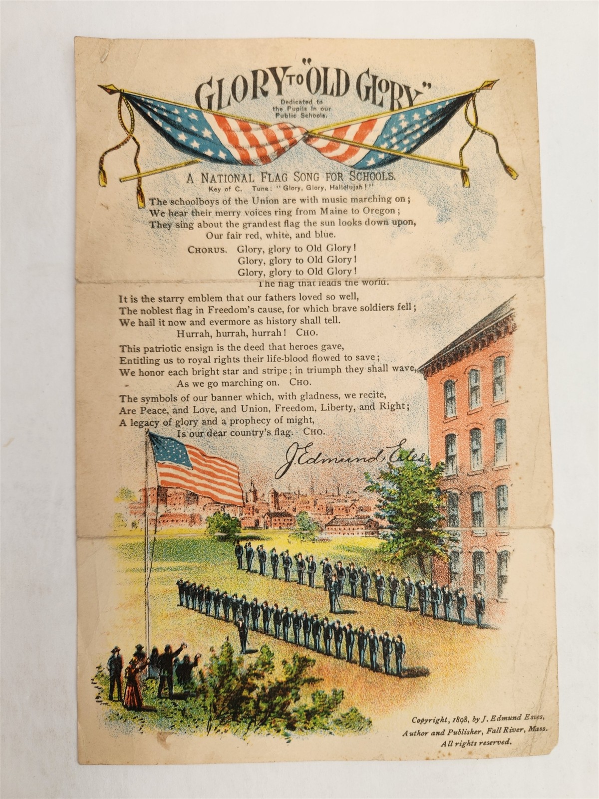 1898 antique GLORY to OLD GLORY patriotic AMERICAN FLAG SONG military soldiers