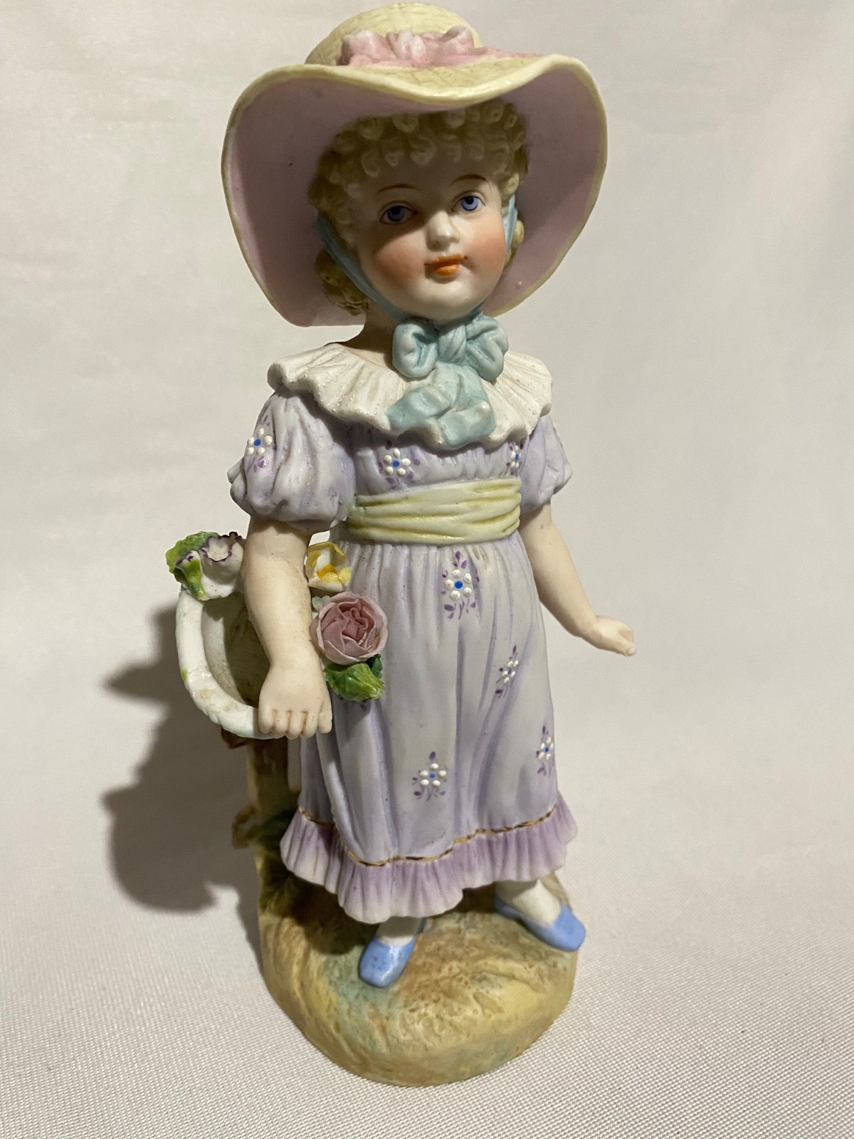 Vintage Bisque Porcelain Girl in Bonnet Spill Vase by Little Picket Fence Vintage Bisque Porcelain Girl in Bonnet Spill Vase by Little Picket Fence
