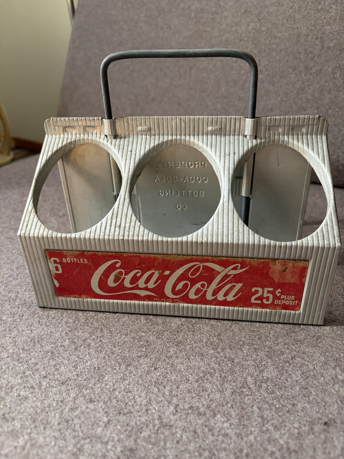 Vintage Coca-Cola Silver Aluminum 1950s 6-Pack Bottle Carrier Coke Caddy Holder