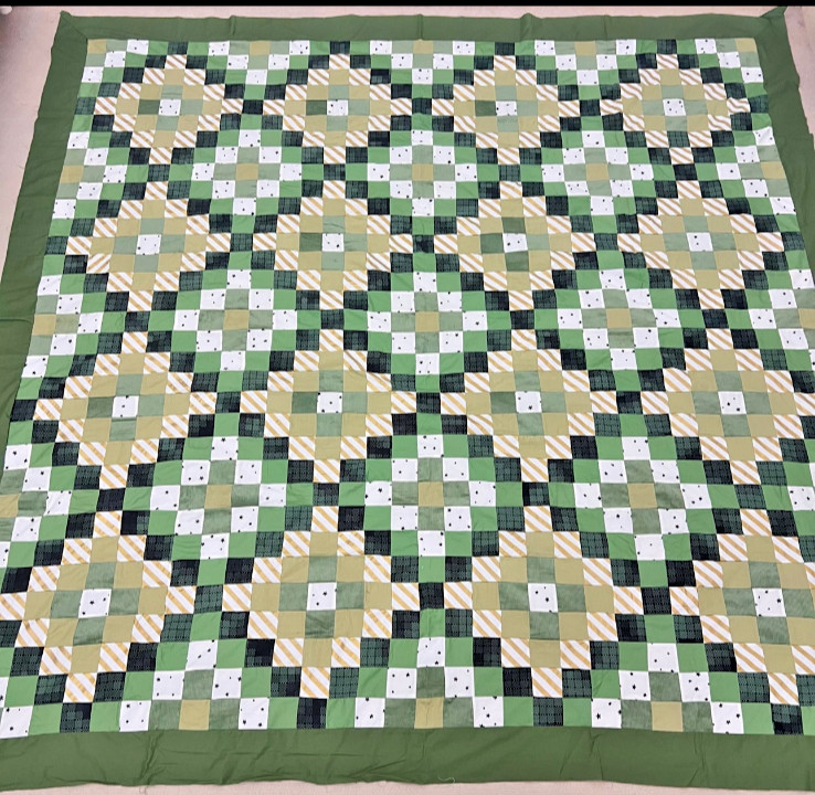 Handmade Original Irish Chain Cotton Sewing Patchwork Queen quilt top/topper Handmade Original Irish Chain Cotton Sewing Patchwork Queen quilt top/topper